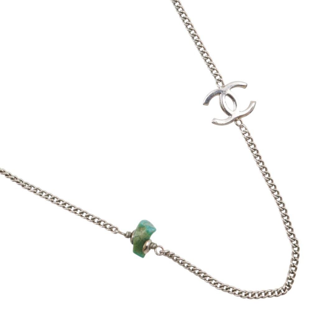 Chanel Coco Mark Long Necklace, Metal, 1998, Silver 98P, Approx. 10.1g, Women...